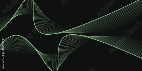 Lime Green Wavy Lines on Dark Backdrop: A Serene and Dynamic Abstract Art Piece Showcasing Flowing Energy and Geometric Precision for Design and Technology Projects