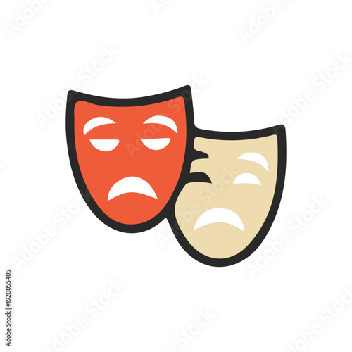 Tragedy and Comedy Masks Icon