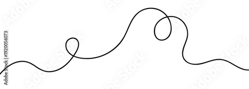 Continuous squiggle cable line creating abstract wavy vector illustration with flowing squiggles. Abstract flowing curves and tangled threads create decorative borders with organic loops