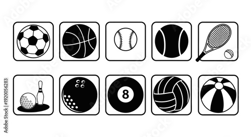 Sports balls icon set. Vector illustration.