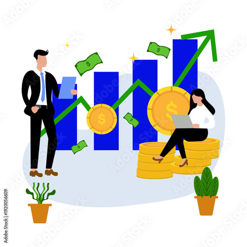 Design Flat vector ilustrasion economic trafic grow usd
