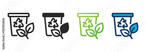 recycling bin icon collection with multiple styles