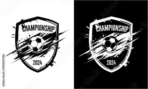 Grungy Football Championship 2024 Emblem Design.