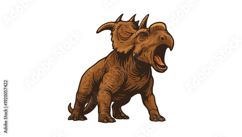 Styracosaurus Dinosaur Illustration Cartoon Style Isolated