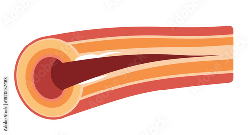 Cross-section of a muscular organ with layered structure.