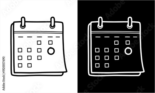 Hand drawn doodle calendar icon with highlighted date.