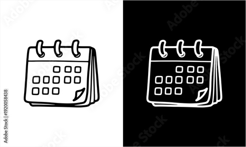 Hand-drawn calendar icon in two styles for scheduling and planning.