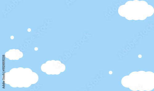 Clouds flat style on blue background 