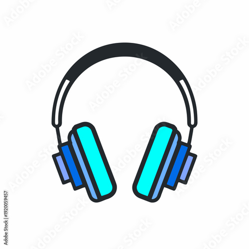 Blue Wireless Headphones Audio Device Vector Icon