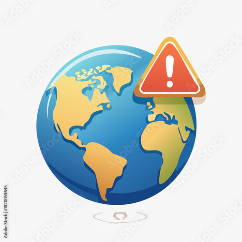 Global warning concept with an exclamation mark on the planet.