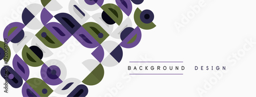 Abstract geometric pattern. Overlapping squares, circles, rectangles create modern visual texture. Soft colors dominate composition.