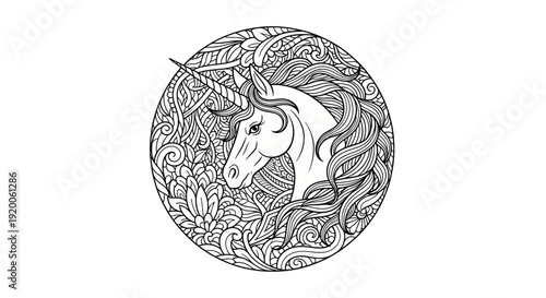 Unicorn Head with Floral Mandala Design