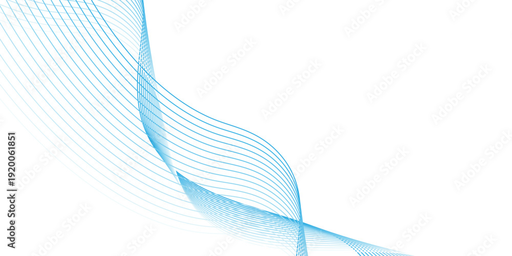Fototapeta premium Abstract blue smooth waves on white background.Vector illustration.