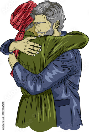 two men hugging each other in faith
