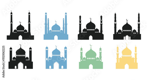 Islamic mosque designs in varying colors a striking silhouette