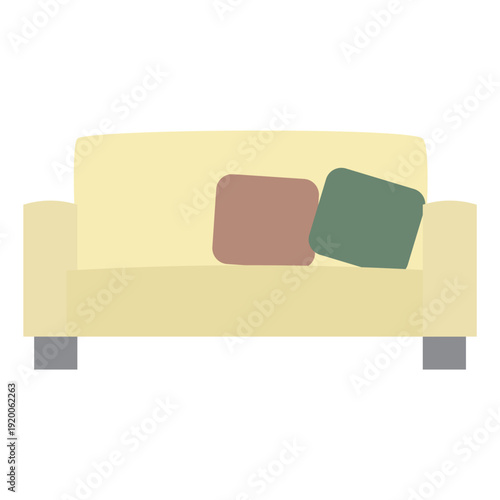 クッションが乗ったソファのイラスト