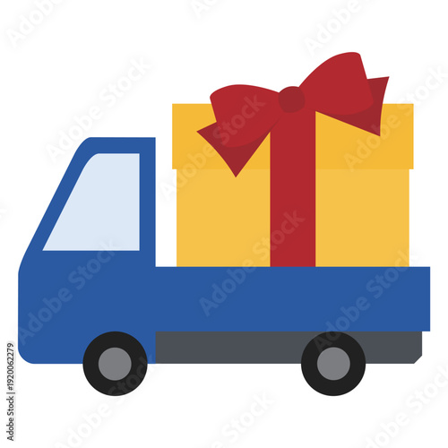 大きなプレゼントを運ぶトラック