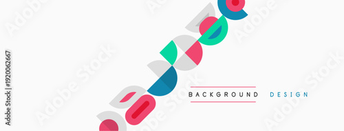 Minimalist design features colorful text over light background. Words background and design appear below angled letters. Simple, modern aesthetic.