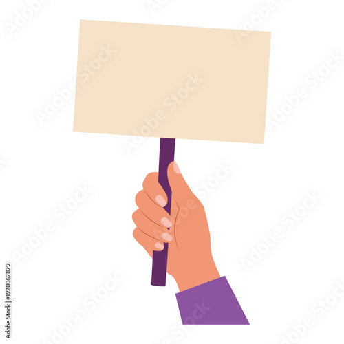 Hand holding blank protest sign