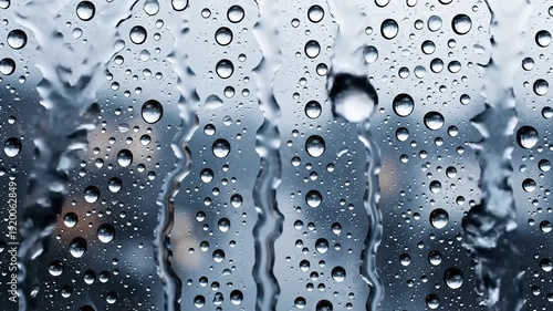 Rain Drops on Window Close Up.