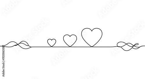 Growth Concept Line Art Hearts Scaling from Small to Large