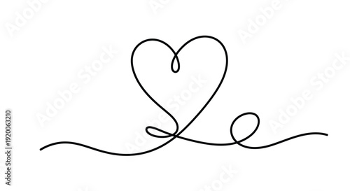 Single Line Heart Outline with Flowing Elements