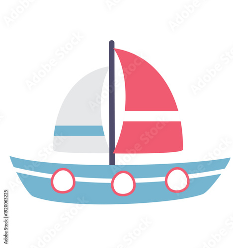 Illustration Set Things Related Beach Sailboat