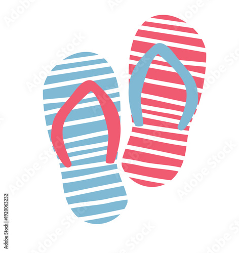 Illustration Set Things Related Beach Sandals