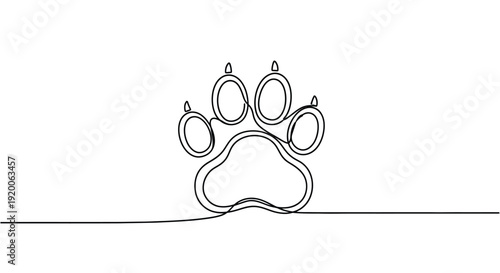 Paw Print Line Art, Dog or Cat Footprint Icon