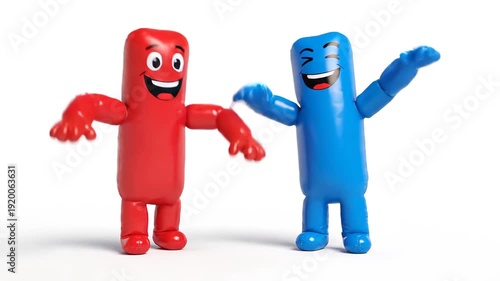 Colorful Plastic Toy Figures Dancing Together.