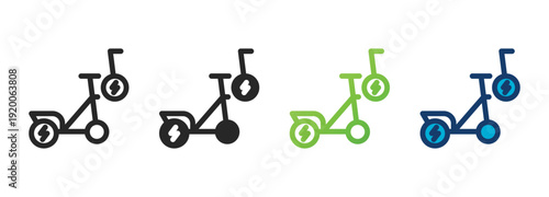 electric scooter icon collection with multiple styles