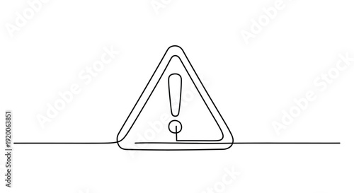 Exclamation Mark in Warning Triangle, Line Art for Caution and Alert