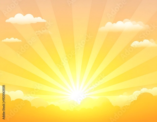 A serene sunrise scene with vibrant yellow and orange hues