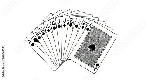 Playing Cards Fan Ace King Queen Jack Ten Spades and Diamonds