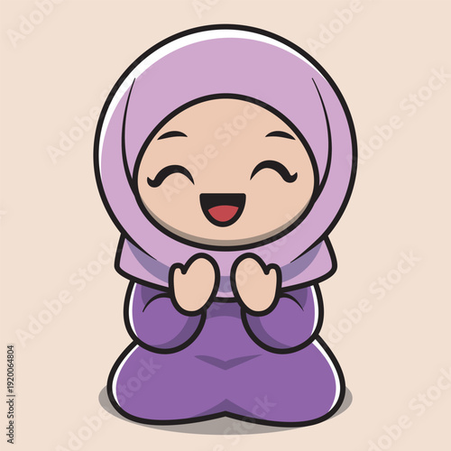 Happy Pray Muslim Girl in Hijab