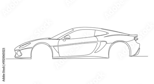 Continuous line drawing of a sports car, minimalist vector art for speed and luxury