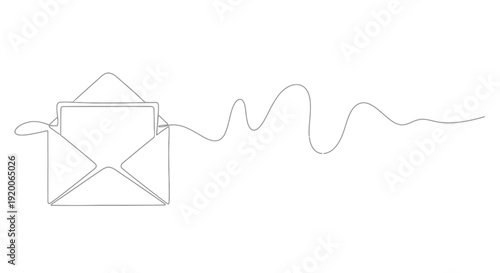 Open envelope with wavy line, concept of message delivery and communication