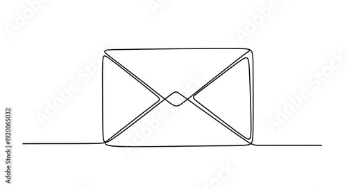 Envelope icon, minimalist line drawing for mail, communication, and messages