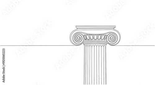 Minimalist Single Line Drawing of an Ionic Column Capital, History and Architecture