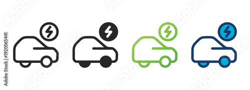 electric car icon collection with multiple styles
