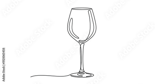 Minimalist Single Line Drawing of an Empty Wine Glass