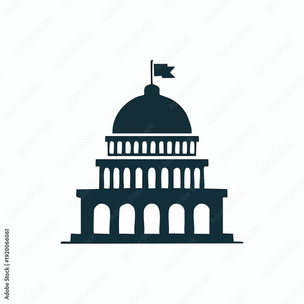 Fototapeta premium Government Building Icon Representing Politics and Law.