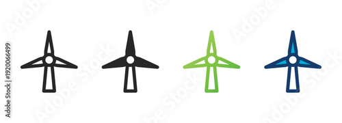 wind turbine icon collection with multiple styles