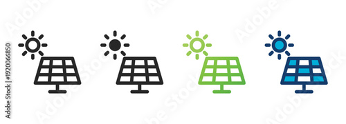 solar panel icon collection with multiple styles