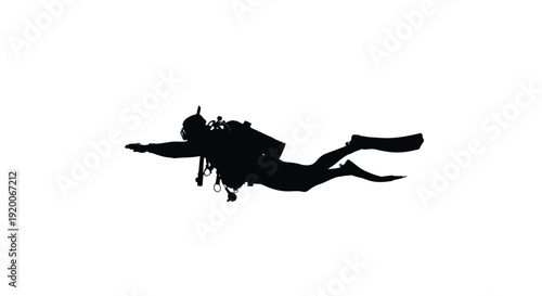 Scuba Diver Underwater Silhouette Illustration