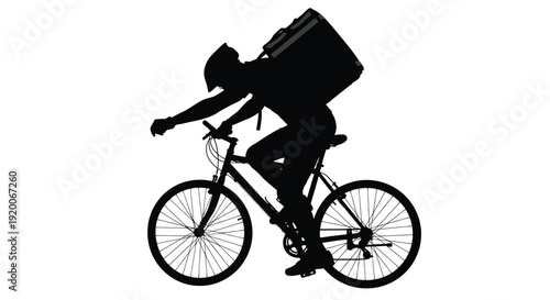 Courier Delivering Package by Bicycle Silhouette Illustration