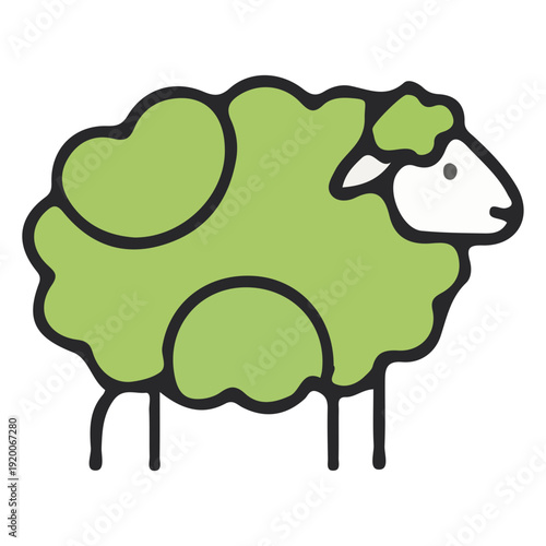 Green Sheep Illustration Vector