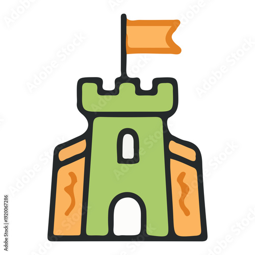 Sandcastle Icon with Flag