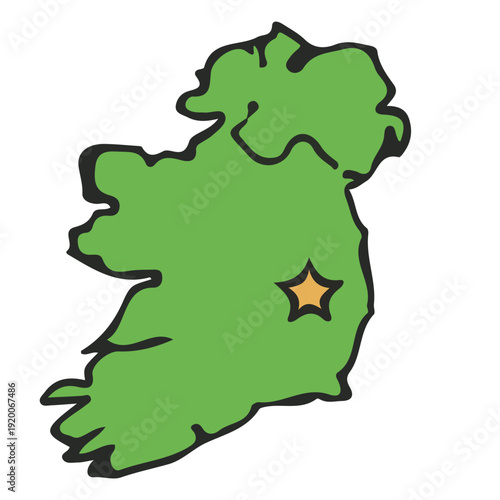 Map of Ireland with Star Marker