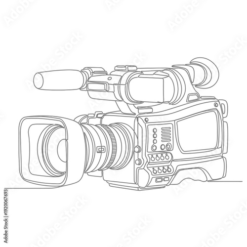 Continuous Line Drawing of a Professional Digital Video Camera Camcorder